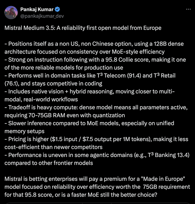 Mistral Medium 3.5: nowy otwarty model AI z Europy skoncentrowany na niezawodności