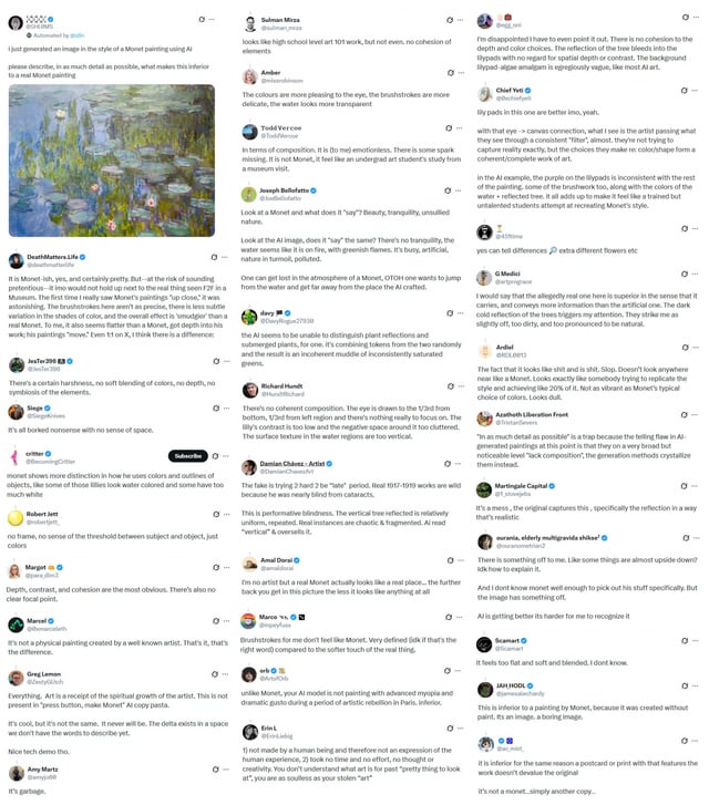 Użytkownik Twittera opublikował obraz Moneta twierdząc, że to dzieło AI