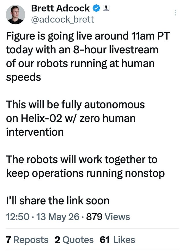 Robot humanoidalny Figure AI będzie działać z prędkością człowieka przez 8 godzin