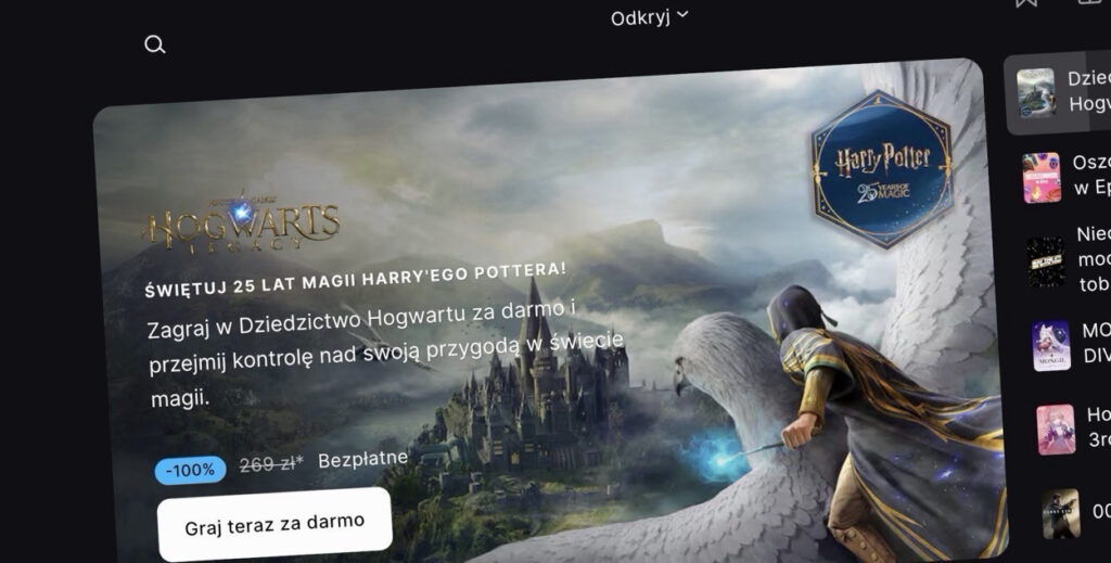 Epic Games rozdaje Hogwart’s Legacy za darmo na majówkę