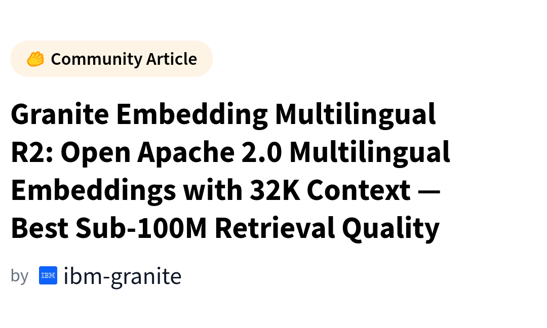 Granite Embedding Multilingual R2: Wielojęzyczne embeddingi open source z kontekstem 32K