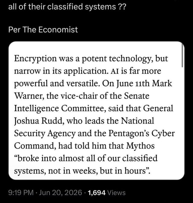 NSA: system AI Mythos włamał się do prawie wszystkich tajnych systemów w kilka godzin