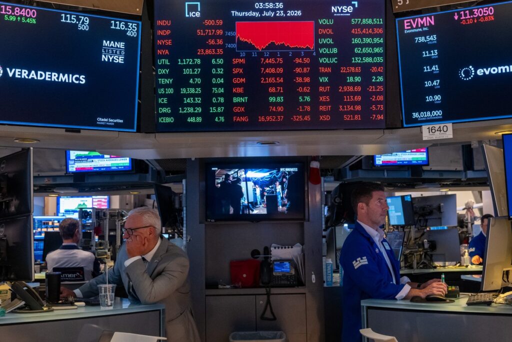 Technologiczna przecena na Wall Street – obawy o opłacalność AI ciągną Nasdaq w dół