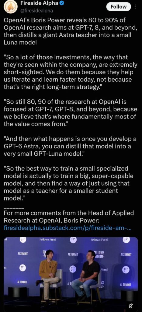 OpenAI: 80–90% badań skupia się na GPT-7, GPT-8 i dalszych modelach