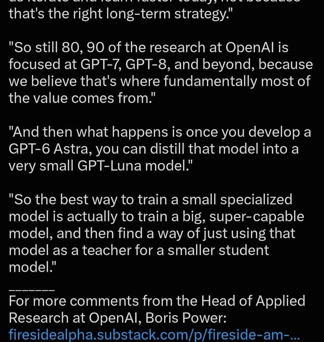 OpenAI: 80–90% badań skupia się na GPT-7, GPT-8 i dalszych modelach