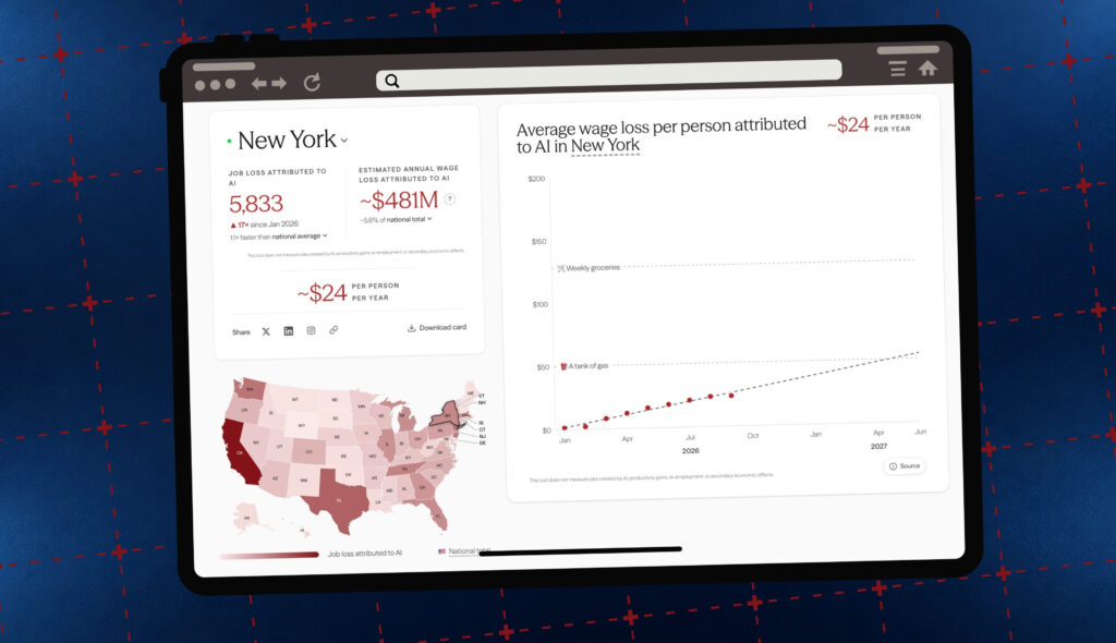 Dashboard śledzi miejsca pracy utracone przez AI w każdym stanie USA